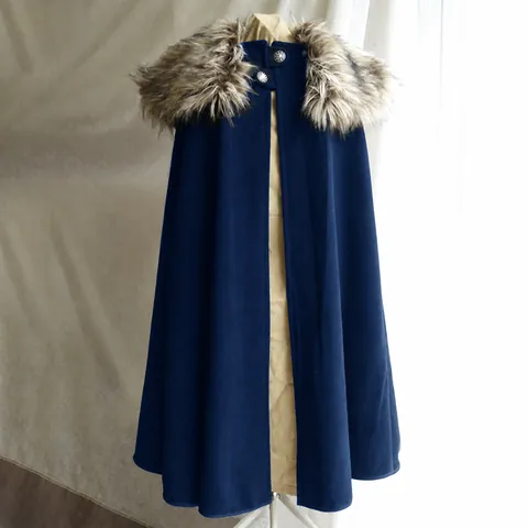 Middeleeuwse Renaissance Heren Mantel Jas Met Kunstbontkraag Steampunk Vintage Effen Kleur Lange Cape Bovenkleding Voor Cosplay Fotografie Feest