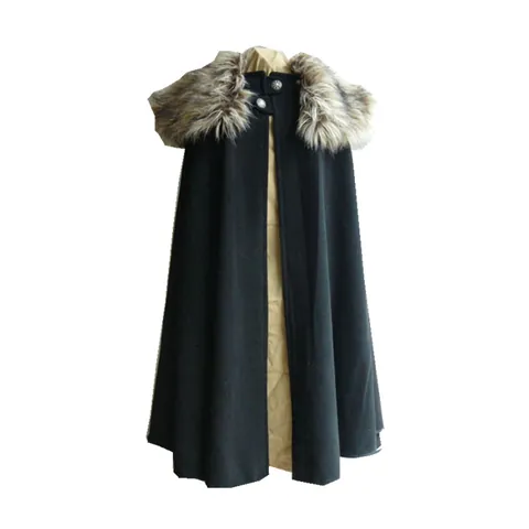 Men's Medieval Renaissance Cloak Faux Fur Collar Cotton Blend Acrylic Retro Cape For Halloween Cosplay Photography Stage Performance Top