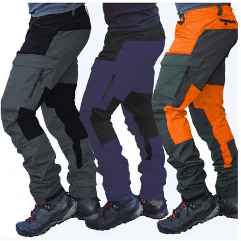Ανδρικό Παντελόνι Cargo Slim Fit Πολλαπλές Τσέπες Χρωματικό Μπλοκ Υπαίθρια Αθλήματα Μοτοσικλέτα Casual Βαμβακερό Μακρύ Παντελόνι