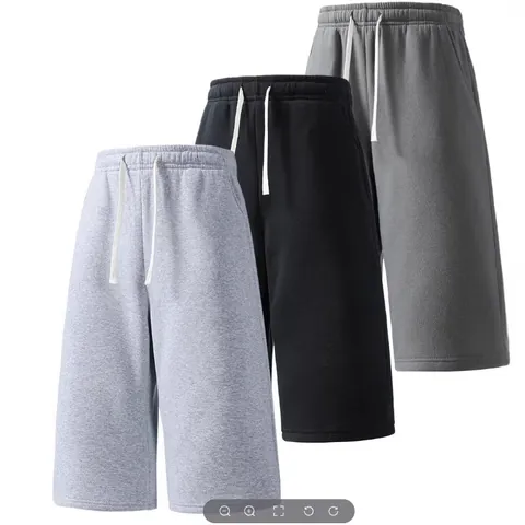 Men's Casual Cotton Blend Loose Fit Drawstring Shorts French Terry Solid Color Jogger Sweat Shorts Bottom For Men