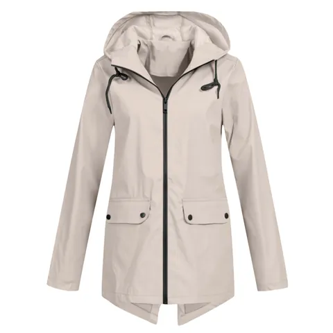 Women's Lightweight Hooded Windbreaker Jacket Casual Solid Color Outdoor Windproof Coat With Pockets Swallowtail Hem Top