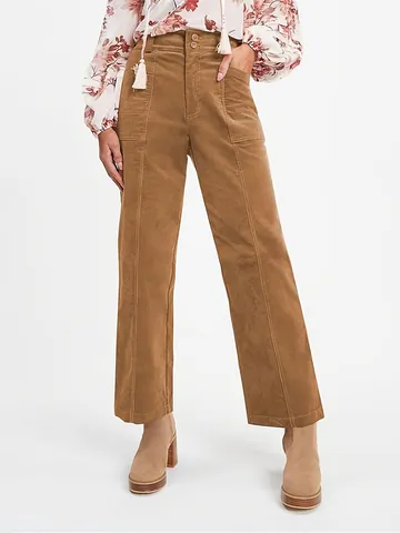 Women Fashion Corduroy Straight Leg Pants High Waist Solid Color Casual Trousers Polyester Soft Warm Streetwear Bottom