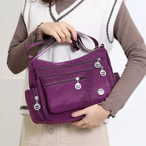 Women's Multi-Pocket Waterproof Nylon Crossbody Bag Large Capacity Shoulder Bag Casual Travel Messenger Bag Fashion Bag