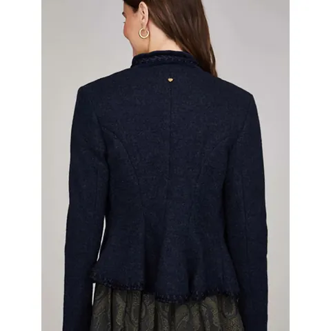 Women Oktoberfest Jacket Traditional Dirndl Trachtenjanker Bavarian Dirndl Coat Little Fragrance Style Stand Collar Puff Sleeve Top