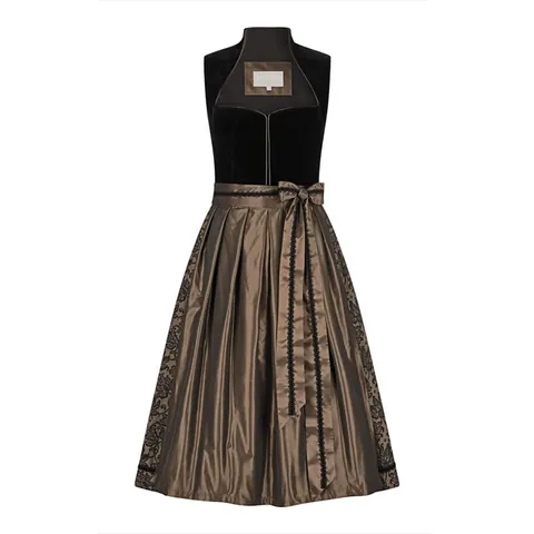 Women's Elegant Oktoberfest Dirndl Dress Vintage Traditional Ethnic Costume Polyester Embroidery Bow Top And Bottom Party Costume