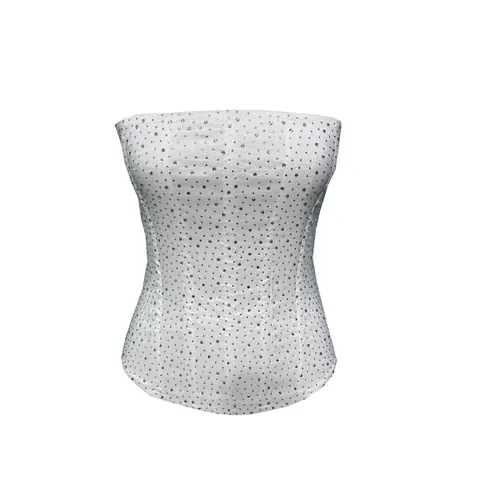 Damen Sexy Strass Netz Korsett Top Trägerlos Körperformend Büstier Tanktop Slim Fit Party Clubwear Outfits Für Damen