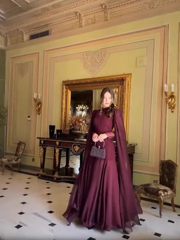 Women Elegant Cape Sleeve V-Neck Maxi Dress Burgundy Black White Sexy Slim Fit Floor Length Formal Evening Party Gown