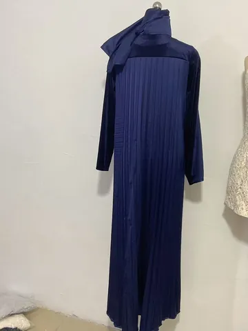 Women Velvet Patchwork Pleated Cardigan Robe Long Sleeve Open Front Maxi Abaya For Fall Winter Casual Outerwear Dress