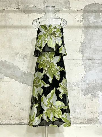 Vestido Maxi de Estilo de Vacaciones para Mujer con Estampado Floral Palabra de Honor Sin Mangas Recto Vestido de Camisola Top And Bottom Playa de Verano Vestido Largo