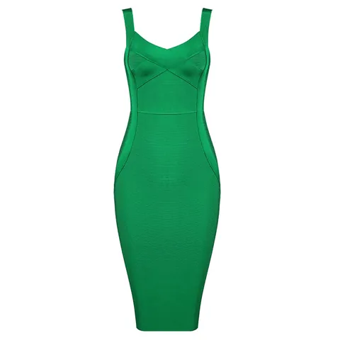 Sexy Scollo a V Bodycon Vestito a Fascia per Donna Senza Maniche Incrociato Abito Midi da Sera Elegante Clubwear Aderente