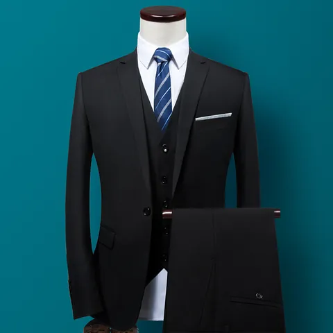 Men Slim Fit Business Suit Set Formal Office Professional Wear Blazer And Pants Wedding Groom Groomsmen Tuxedo Solid Color Top And Bottom