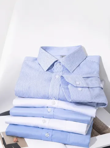 Professional 100% Cotton Non-Iron Long Sleeve Business Shirt Slim Fit Men Women Office Work Wear Formal Dress Shirt