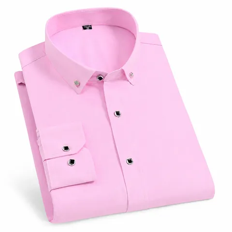 Men's Business Casual Slim Fit Long Sleeve Shirt Button Down Collar Rhinestone Buttons Professional Formal Office Dress Shirt Top