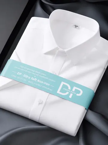 Chemise Business à Manches Courtes pour Hommes 100% Coton Sans Repassage Chemise de Bureau Formelle 80s Double Retors