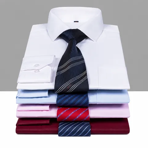 Camisa de Negocios Casual de Manga Larga para Hombre Corte Ajustado Mezcla de Algodón y Poliéster Cuello Cuadrado Transpirable Color Sólido Formal de Oficina