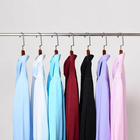 Men's Business Formal Long Sleeve Shirt Breathable Cotton Blend Twill Spread Collar Slim Fit Non-Iron Solid Color Dress Shirt