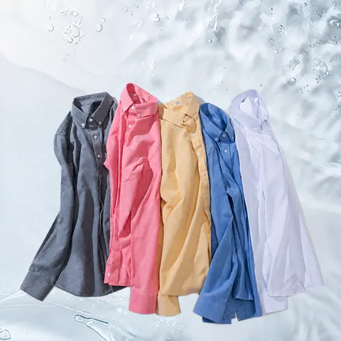 Camisa Oxford de Puro Algodón para Hombre Manga Larga Transpirable Business Casual Sin Planchado Color Sólido Top