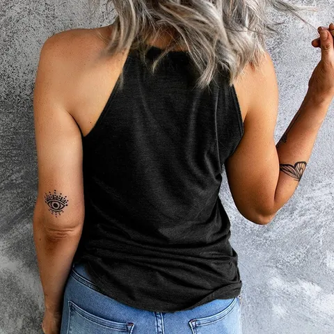 Women Summer Halter Tank Top Double Strap Sleeveless Camisole Casual Solid Ribbed Knit Top Slim Fit Backless Shirt Vest