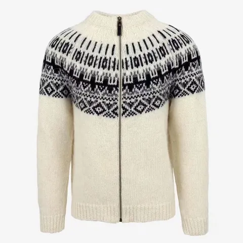 Men Casual Zipper Sweater Nordic Jacquard Knitwear Slim Fit Fashion Long Sleeve Cardigan Knit Sweater For Men