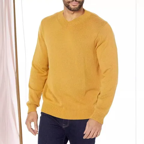 Men V-Neck Knitted Sweater Pullover Long Sleeve Solid Color Casual Loose Knit Top Autumn Winter Fashion Base Shirt