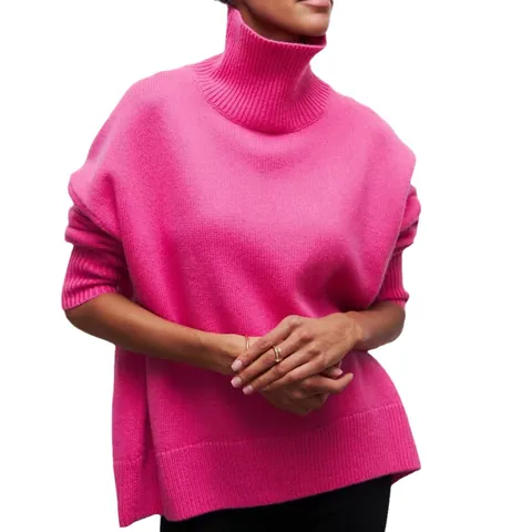 Women Mock Neck Loose Knit Sweater Oversized Pullover Long Sleeve Streetwear Casual Autumn Winter Warm Solid Color Top