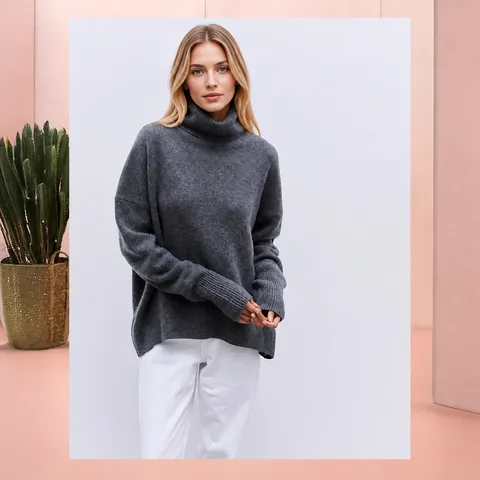 Women's Oversized Turtleneck Knit Sweater Lapel Pullover Soft Arctic Velvet Solid Color Top For Autumn Winter Comfort