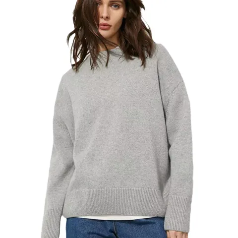 Dames Casual Ronde Hals Effen Kleur Gebreide Trui Losse Zachte Lange Mouw Pullover Herfst Winter Warme Top