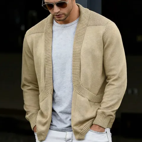 Herren Schalkragen Strickjacke Pullover Westlich Lässig Locker Vorne Offen Langarm Strickwaren Jacke Frühling Herbst Top