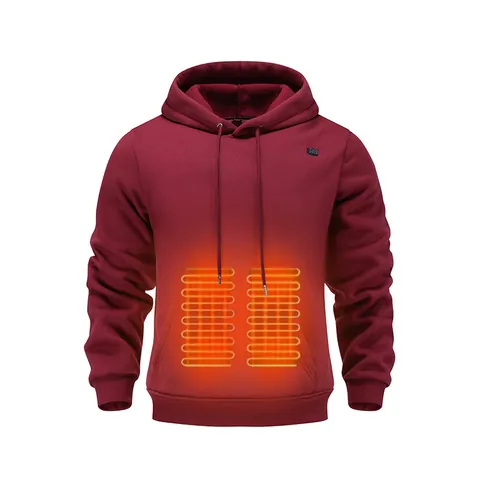 Men Smart USB Electric Heating Hoodie Fleece Lined 5 Heating Zones 3 Levels Adjustable Temperature Winter Warm Thermal Hoodie Top