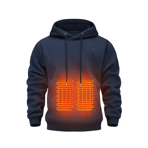 Men Smart USB Electric Heating Hoodie Fleece Lined 5 Heating Zones 3 Levels Adjustable Temperature Winter Warm Thermal Hoodie Top
