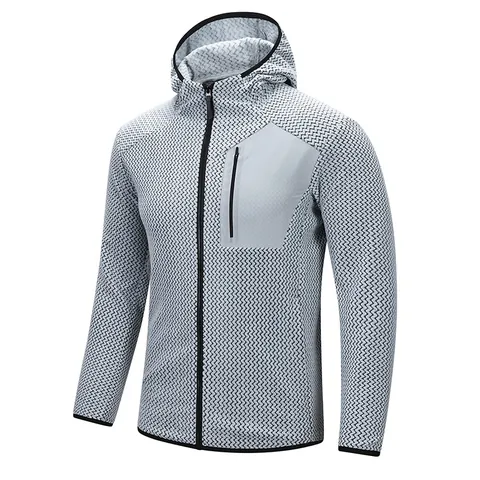Men Cationic Fleece Hooded Sweatshirt 3D Printed Zipper Front Cardigan Jacket Casual Long Sleeve Athletic Top For Autumn Winter