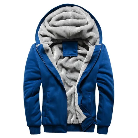 Chaqueta con Capucha para Hombre Invierno Gruesa Forro Polar Cremallera Cálida Casual Color Sólido Ropa Deportiva Hombre