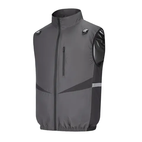 Men Cooling Fan Vest Stand Collar Workwear UV Protection Lightweight Outdoor Cooling Vest For Summer Heat Relief