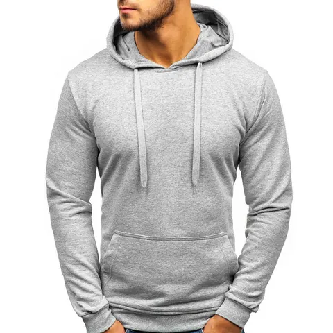 Men's Casual Solid Color Pullover Hoodie Long Sleeve Hooded Sweatshirt With Drawstring And Kangaroo Pocket Soft Cotton Blend Sportwear Top