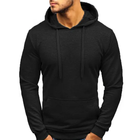 Men's Casual Solid Color Pullover Hoodie Long Sleeve Hooded Sweatshirt With Drawstring And Kangaroo Pocket Soft Cotton Blend Sportwear Top