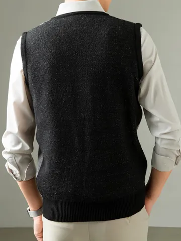Herren V-Ausschnitt Argyle Strickweste Ärmellose Wollmischung Pullover Top Für Frühling Herbst Lässig Business Mode Weste