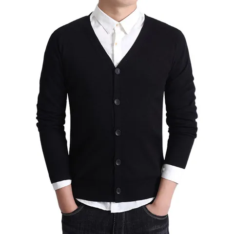 Men Casual 100% Cotton V Neck Knitted Cardigan Sweater Button Down Long Sleeve Ribbed Cuff Soft Spring Autumn Knit Top For Men
