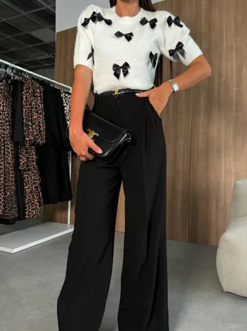 Pantalones De Talle Alto Y Pierna Ancha Para Mujer Elegante Color Sólido Poliéster Casual Recto Inferior Para Oficina Trabajo Uso Diario