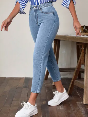 Γυναικείο Ψηλόμεσο Ελαστικό Skinny Τζιν Κλασικό Ρετρό Slim Fit Denim Στενό Παντελόνι Casual Streetwear