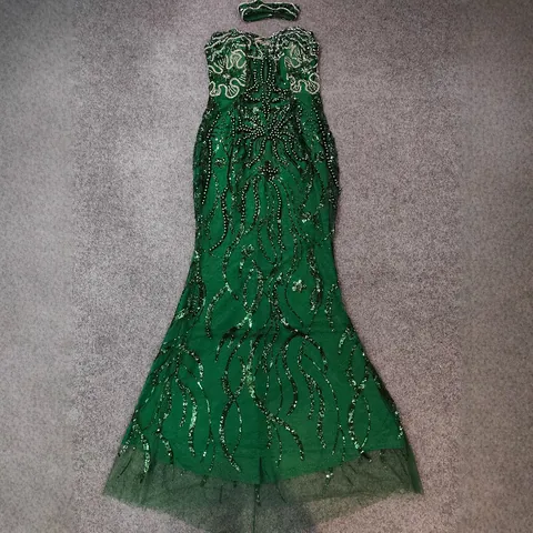 Schwere Perlen Pailletten Trägerlos Abendkleid Ärmellos Slim Fit Meerjungfrau Bodenlang Party Kleid Damen Top And Bottom