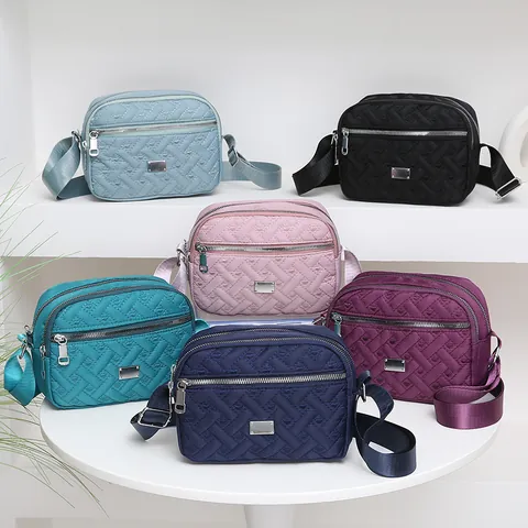 Women's Oxford Cloth Multi-Layer Crossbody Bag Waterproof Heart Quilted Shoulder Bag Casual Daily Mother Bag Fashion Purse