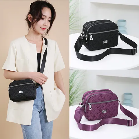 Women's Oxford Cloth Multi-Layer Crossbody Bag Waterproof Heart Quilted Shoulder Bag Casual Daily Mother Bag Fashion Purse