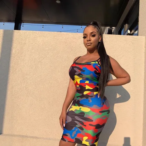Women Sexy Camouflage Bodycon Strap Dress Slim Fit Sleeveless Mini Pencil Dress Digital Printed Summer Streetwear Party Dress