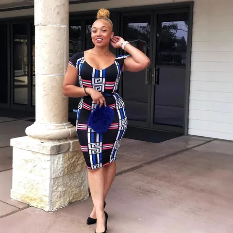 Women Sexy Off Shoulder Digital Print Bodycon Dress Elegant Greek Key Meander Geometric Pattern Skinny Midi Party Dress