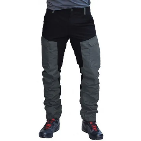 Pantalon Cargo Patchwork Homme Coupe Ajustée Sports de Plein Air Moto Décontracté Multi-Poches Bloc de Couleur Coton Travail Streetwear Bottom