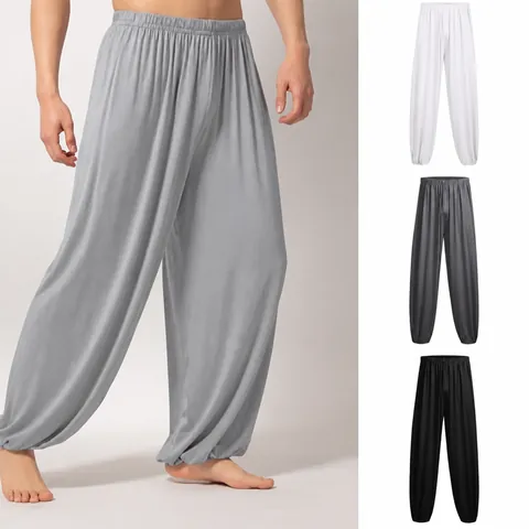 Men's Loose Yoga Pants Cotton Harem Sweatpants Elastic Waist Casual Cuffed Ankle Joggers Breathable Soft Sport Trousers For Men Bottom