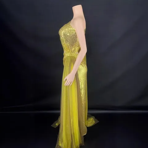 Women One Shoulder Backless Sleeveless Sequin Hollow Out Split Long Evening Dress Elegant Banquet Party Sexy Maxi Dress Top And Bottom