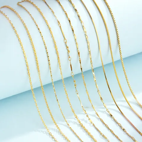 925 Sterling Silver 18K Gold Plated Minimalist Chain Necklace For Women Snake Box Water Wave Link Clavicle Chain Jewelry