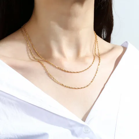 925 Sterling Silver 18K Gold Plated Minimalist Chain Necklace For Women Snake Box Water Wave Link Clavicle Chain Jewelry