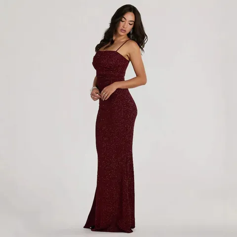 Women Sexy Gold Silk Wrinkle Cami Dress Sparkly Slim Fit Mermaid Maxi Dress For Party Banquet Club Cocktail Fashion Dress